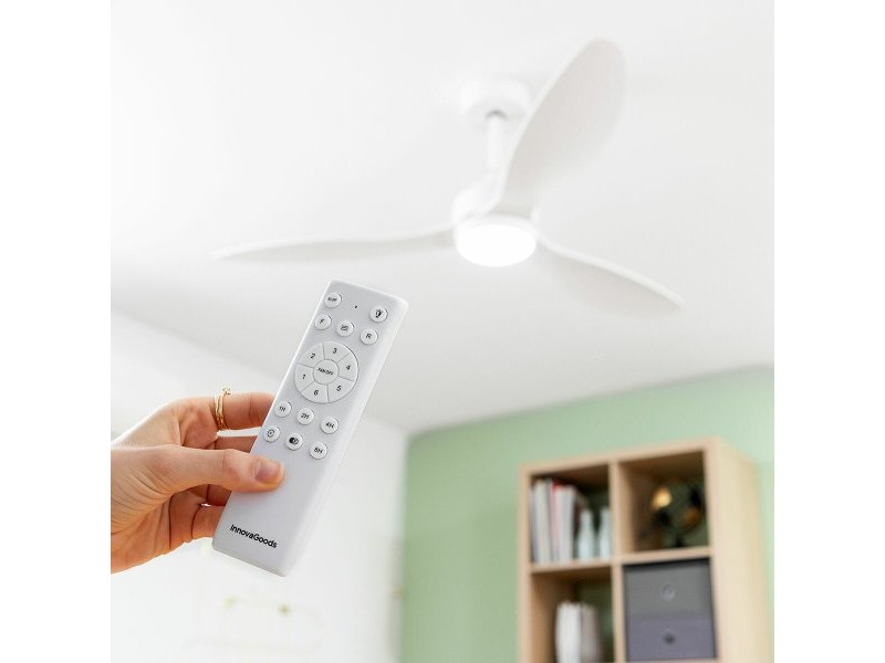 Вентилатор за Таван с LED Светлина и 3 Перки ABS Flaled InnovaGoods Бял 36 W 52