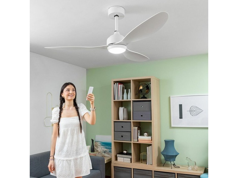 Вентилатор за Таван с LED Светлина и 3 Перки ABS Flaled InnovaGoods Бял 36 W 52