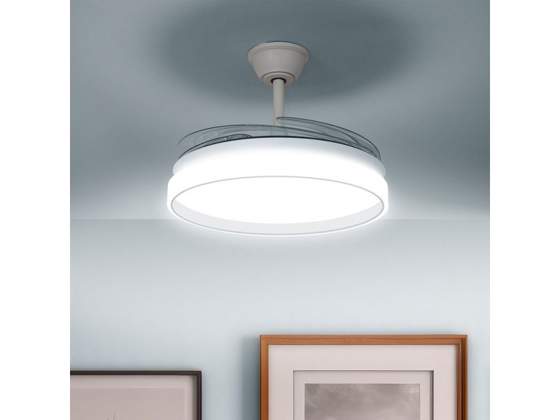Вентилатор за Таван с LED Светлина и 4 Прибиращи се Перки InnovaGoods 80 W Сребрист Ø49-104 cm (След ремонт D)