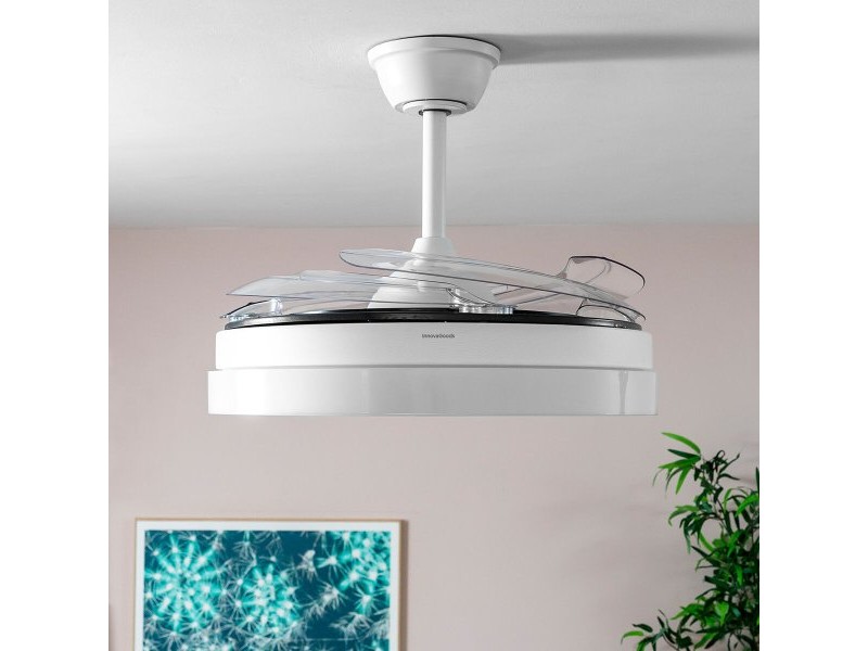 Вентилатор за Таван с LED Светлина и 4 Прибиращи се Перки InnovaGoods 80 W Ø49-104 cm Сребрист (След ремонт A)