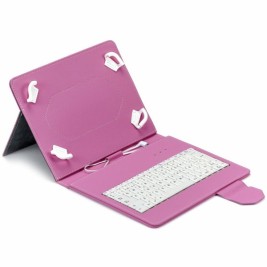 Блуту Клавиатура с Поставка за Таблет Maillon Technologique MTKEYUSBPINK Розов Испанска Qwerty