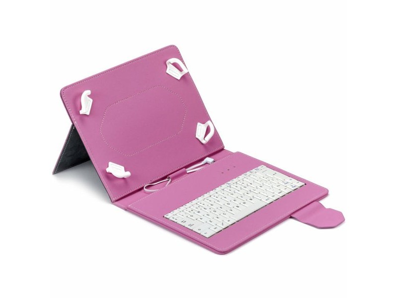 Блуту Клавиатура с Поставка за Таблет Maillon Technologique MTKEYUSBPINK Розов Испанска Qwerty