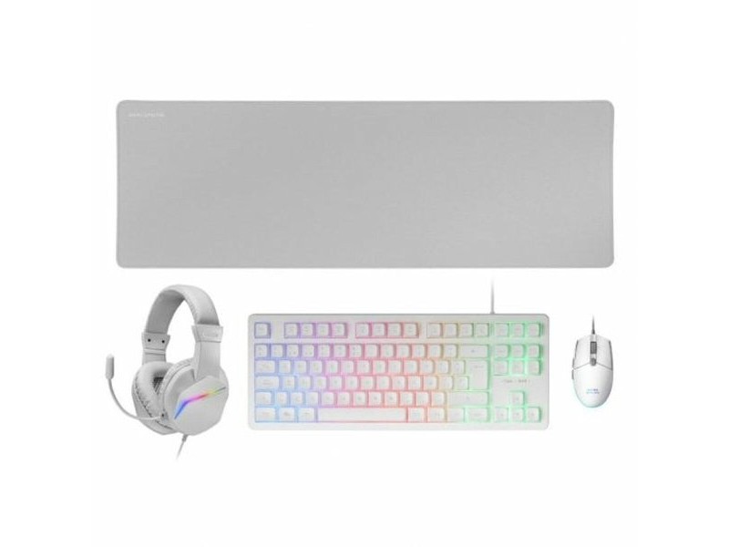 Клавиатура с мишка Mars Gaming MCPRGB3WES Бял QWERTY