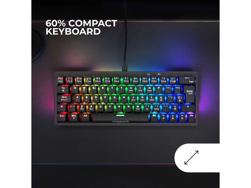 Клавиатура за игри Mars Gaming MKMINIPROYES Черен Qwerty US
