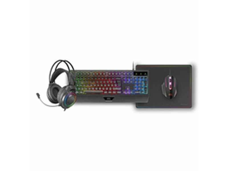 Клавиатура с мишка Mars Gaming MCP124PROES Черен Многоцветен Испанска Qwerty