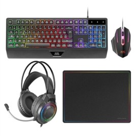 Клавиатура с мишка Mars Gaming MCP124PROES Черен Многоцветен Испанска Qwerty