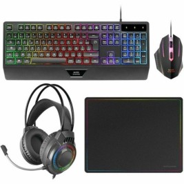 Клавиатура с мишка Mars Gaming MCP124PROES Черен Многоцветен Испанска Qwerty