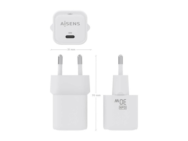 Зарядно за стена Aisens ASCH-30W1P018-W Бял 30 W (1 броя)