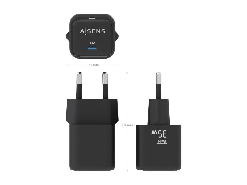 Зарядно за стена Aisens ASCH-35W1P023-BK Черен 35 W (1 броя)