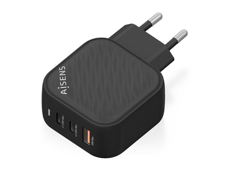 Зарядно за стена Aisens ASCH-65W3P027-BK Черен 65 W (1 броя) Зарядно за стена Aisens ASCH-65W3P027-BK Черен 65 W (1 броя)
