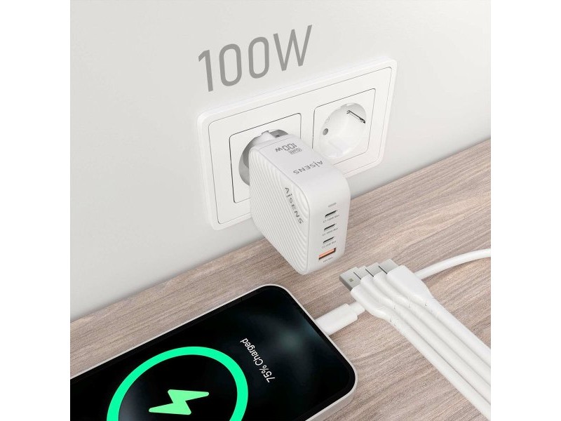 Зарядно за стена Aisens ASCH-100W4P028-W Бял 100 W (1 броя)