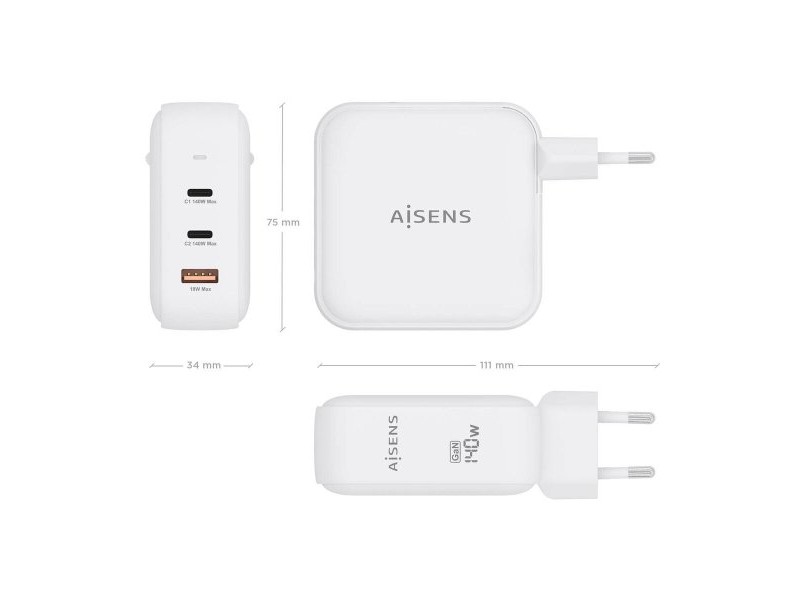 Зарядно за стена Aisens ASCH-140W3P030-W Бял 140 W (1 броя)
