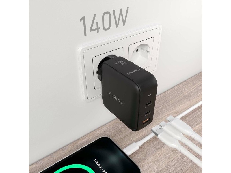 Зарядно за стена Aisens ASCH-140W3P031-BK 140 W Черен (1 броя)