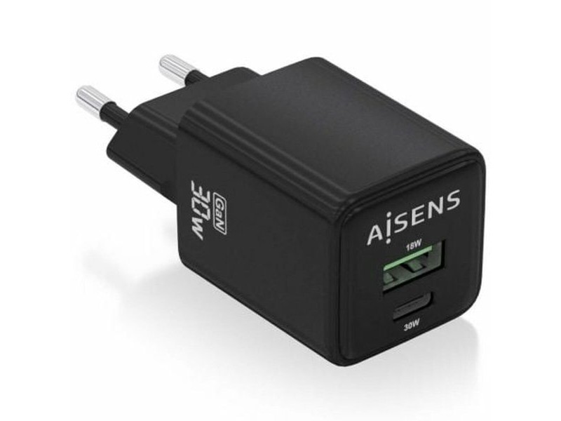 Зарядно за стена Aisens ASCH-30W2P038-BK Черен 30 W (1 броя) Зарядно за стена Aisens ASCH-30W2P038-BK Черен 30 W (1 броя)