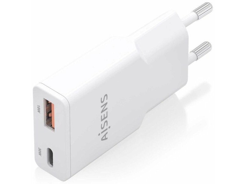 Зарядно за стена Aisens ASCH-30W2P046-W Бял 30 W