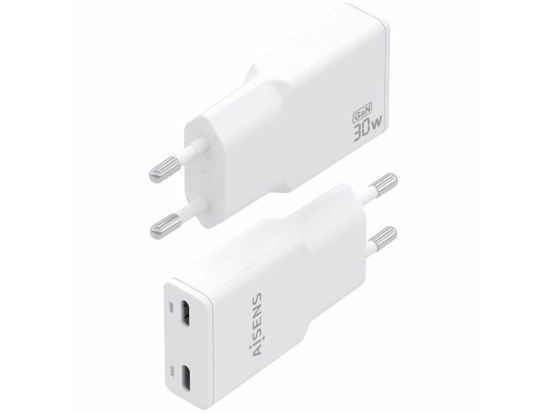 Зарядно за стена Aisens ASCH-30W2P048-W Бял 30 W
