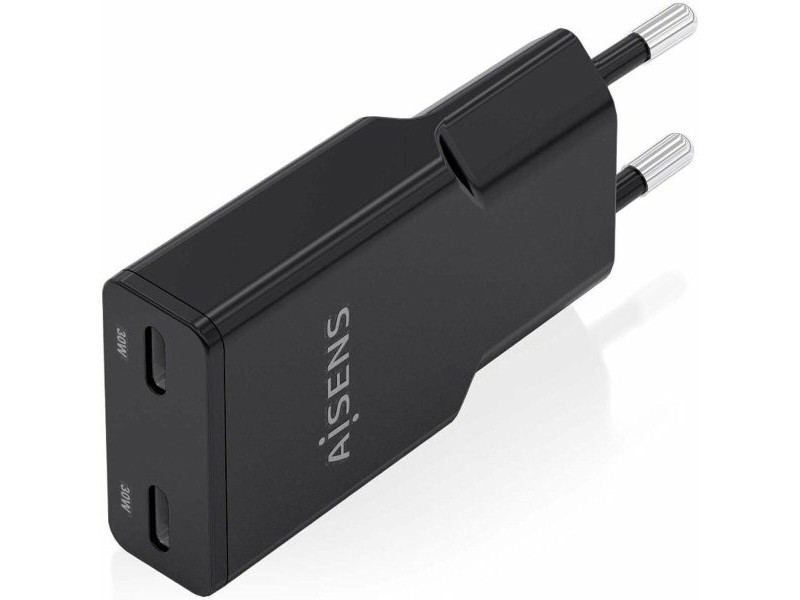 Зарядно за стена Aisens ASCH-30W2P049-BK Черен 30 W