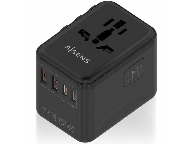 Зарядно за стена Aisens ASPS-2A2C08-BK 25 W Черен Зарядно за стена Aisens ASPS-2A2C08-BK 25 W Черен
