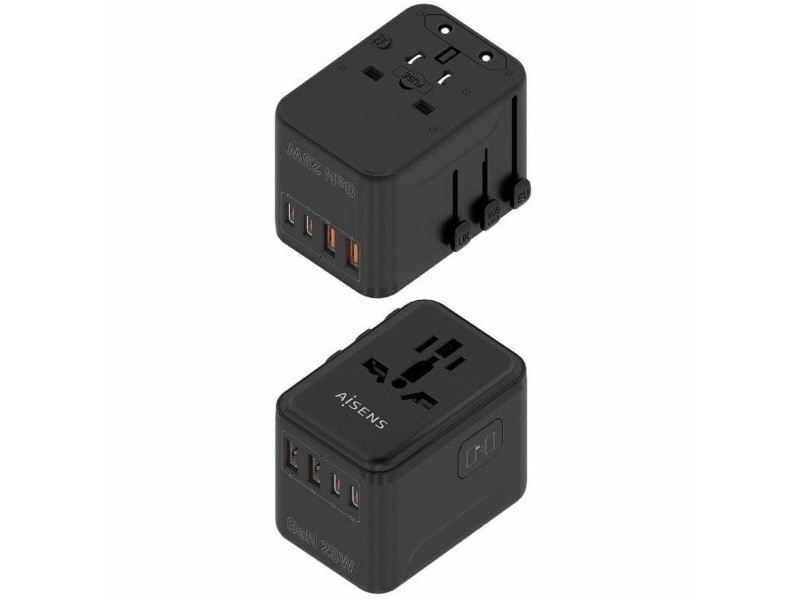 Зарядно за стена Aisens ASPS-2A2C08-BK 25 W Черен Зарядно за стена Aisens ASPS-2A2C08-BK 25 W Черен