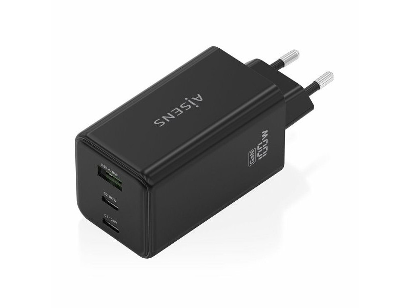 Безжично зарядно Aisens ASCH-100W3P052-BK Черен 100 W Безжично зарядно Aisens ASCH-100W3P052-BK Черен 100 W