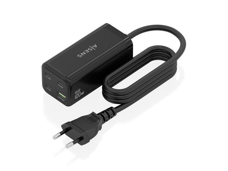 Безжично зарядно Aisens ASCH-100W4P054-BK Черен 100 W