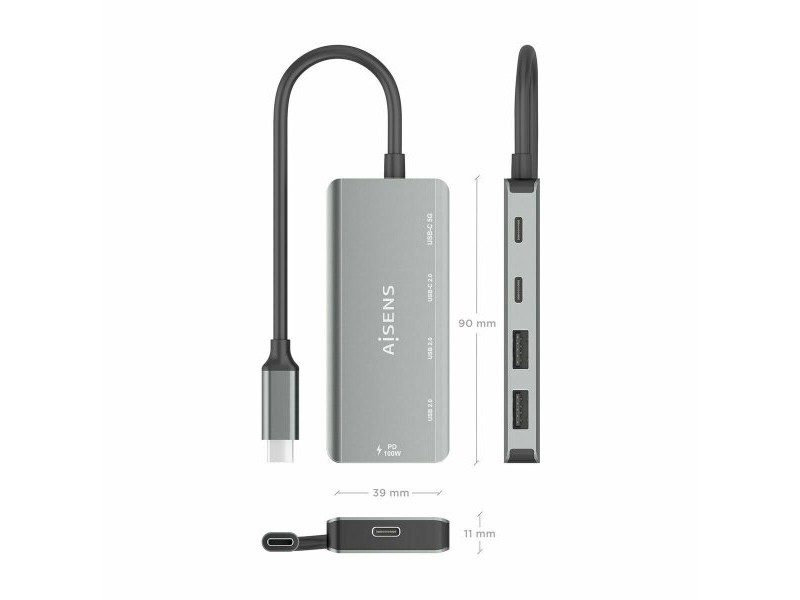 USB извод Aisens A109-0946 Сив 100 W