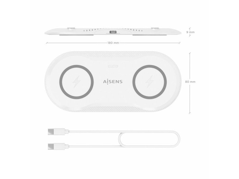 Безжично зарядно Aisens ASCH-15W2WC059-W Бял