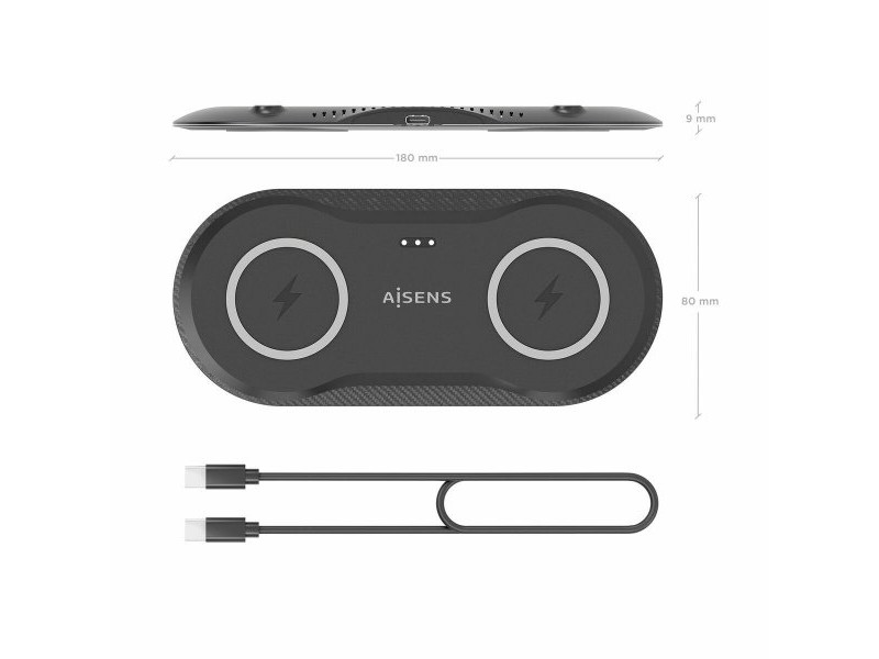 Безжично зарядно Aisens ASCH-15W2WC060-BK Черен