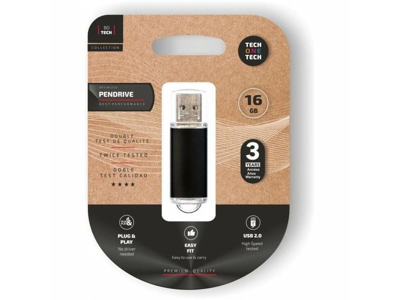 Флашка Tech One Tech TEC3006-16 16 GB Черен