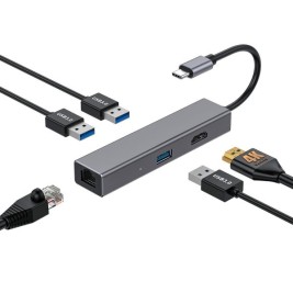 USB извод CoolBox Hub miniDOCK4 USB-C Сив