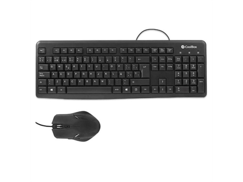 Клавиатура с мишка CoolBox COO-KTR-01U Черен Испанска Qwerty