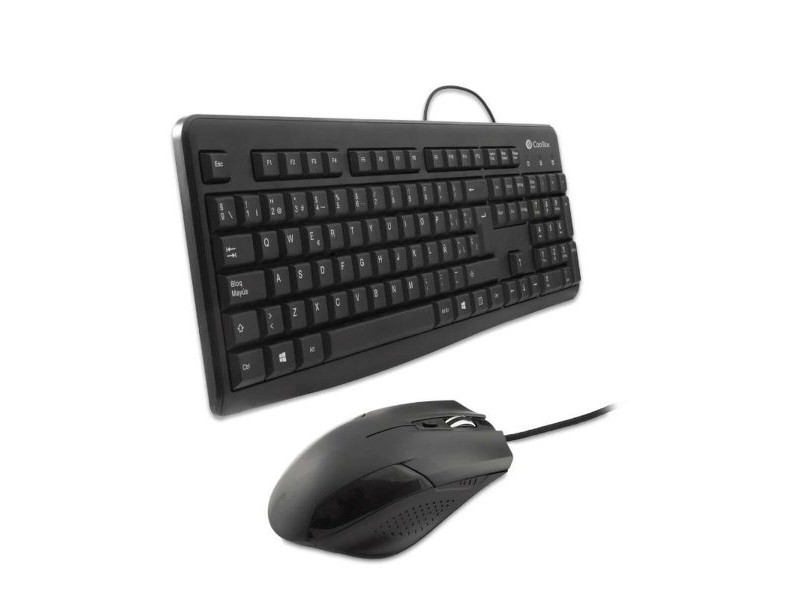 Клавиатура с мишка CoolBox COO-KTR-01U Черен Испанска Qwerty