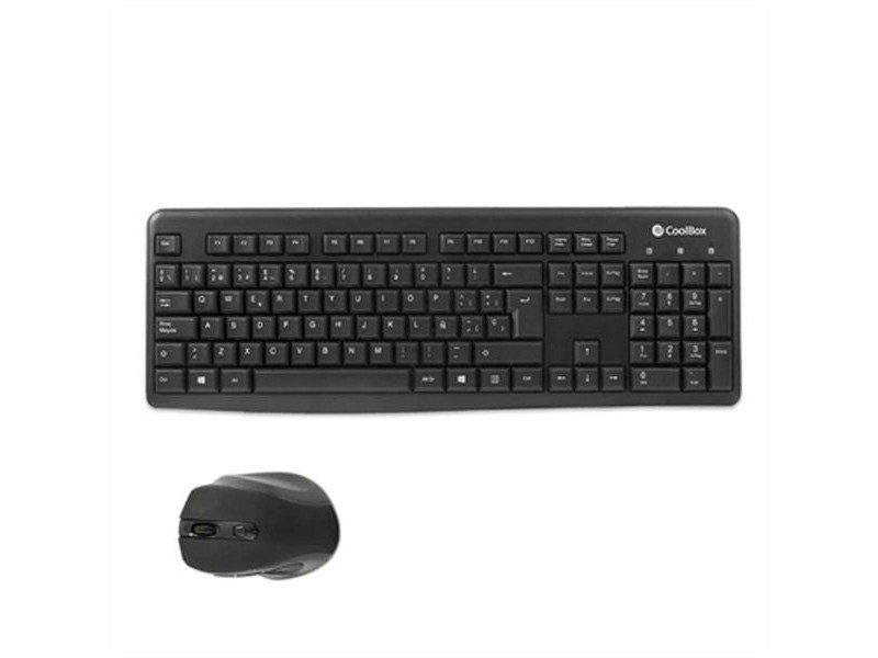 Клавиатура с мишка CoolBox COO-KTR-02W Испанска Qwerty Безжичен Черен испански QWERTY