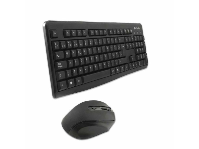 Клавиатура с мишка CoolBox COO-KTR-02W Испанска Qwerty Безжичен Черен испански QWERTY