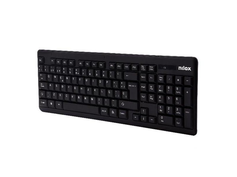 Kлаиатура с безжична мишка Nilox NXKMWE0001 Черен Испанска Qwerty QWERTY