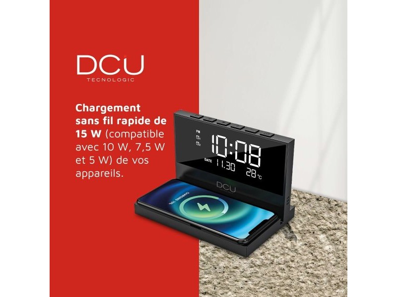 Часовник с аларма DCU 37300830 Черен