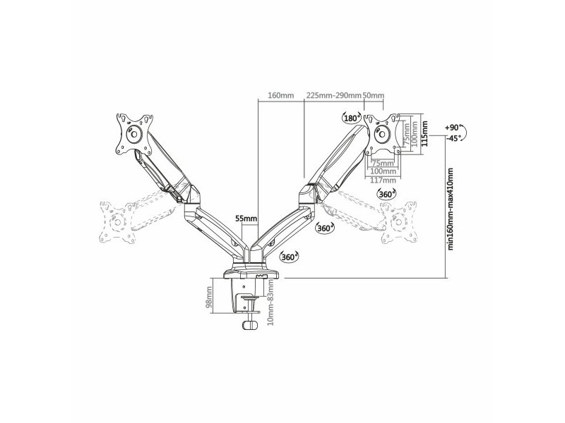 Поставка за монитор Aisens DT27TSR-045 Черен
