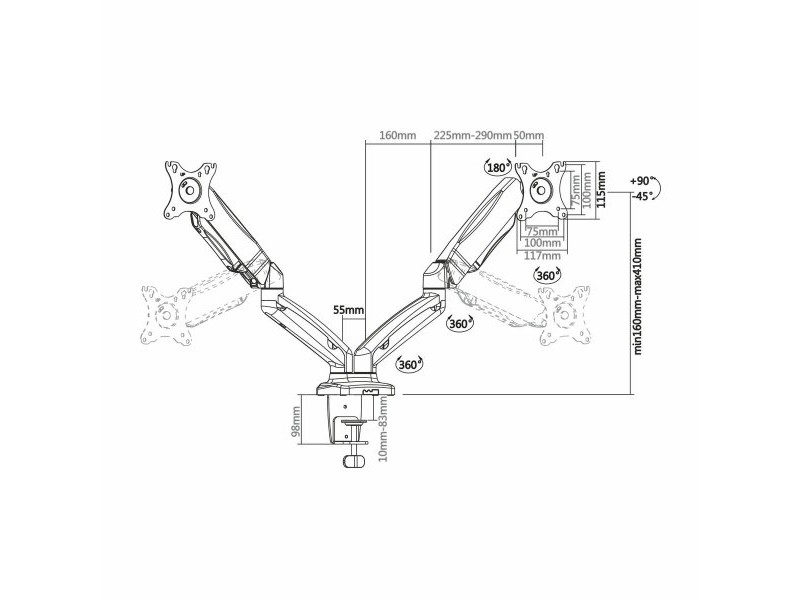 Поставка за монитор Aisens DT27TSR-045 Черен