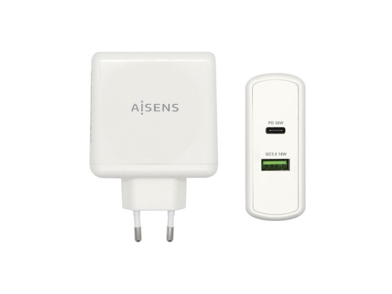 USB зарядно стена Aisens ASCH-2PD45A-W Бял 57 W USB-C (1 броя)