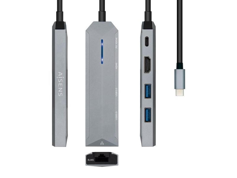 USB извод Aisens ASUC-5P003-GR Сив 100 W (1 броя) USB извод Aisens ASUC-5P003-GR Сив 100 W (1 броя)