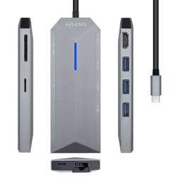 USB извод Aisens ASUC-8P004-GR 4K Ultra HD Черен Сив