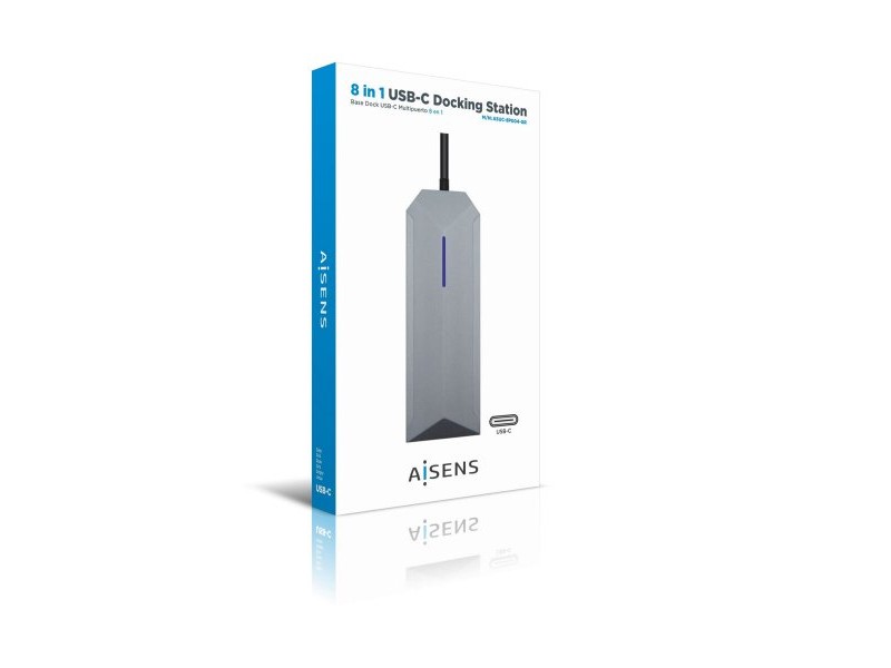 USB извод Aisens ASUC-8P004-GR 4K Ultra HD Черен Сив