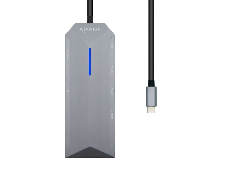 USB извод Aisens ASUC-8P004-GR 4K Ultra HD Черен Сив