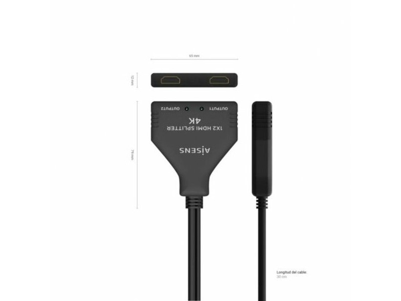 Адаптер за ток Aisens A123-0654 HDMI HDCP HDMI x 2