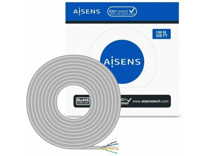 UTP категория 6 твърд мрежови кабел Aisens A135-0660 Сив 100 m