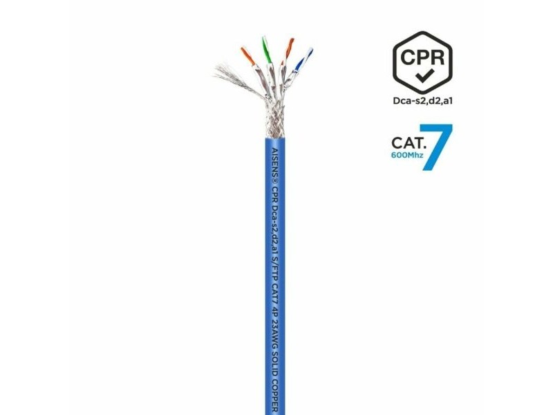 FTP категория 7 твърд мрежови кабел Aisens AWG23 Син 100 m