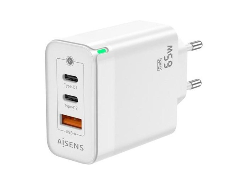 Зарядно за стена Aisens ASCH-65W3P007-W Бял 65 W Зарядно за стена Aisens ASCH-65W3P007-W Бял 65 W