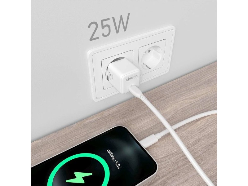 Зарядно за стена Aisens ASCH-25W1P012-W Бял 25 W (1 броя)