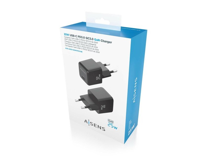 Зарядно за стена Aisens ASCH-25W1P013-BK 25 W Черен (1 броя)