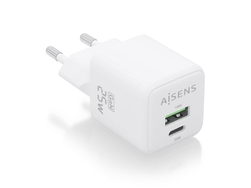 Зарядно за стена Aisens ASCH-25W2P014-W Бял 25 W (1 броя) Зарядно за стена Aisens ASCH-25W2P014-W Бял 25 W (1 броя)